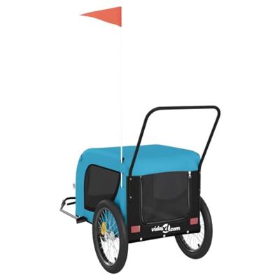 Hondenfietstrailer oxford stof en ijzer blauw en zwart - thumbnail