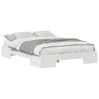 Bedframe met opslag Wit 135 x 190 cm Massief grenenhout