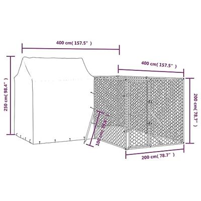 Hondenkennel met dak 4x4x2,5 m gegalvaniseerd staal zilver