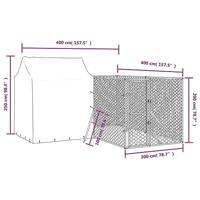 Hondenkennel met dak 4x4x2,5 m gegalvaniseerd staal zilver - thumbnail