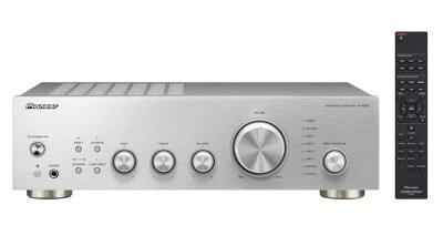 Pioneer A-40AE Volledige versterker (met 2 x 60 W, met nieuwe Direct Energy constructie en MM-phono- en digitale ingang) zilver