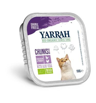 Yarrah natvoer kat kuipje Chunks graanvrij bio kip & kalkoen 16x100gr