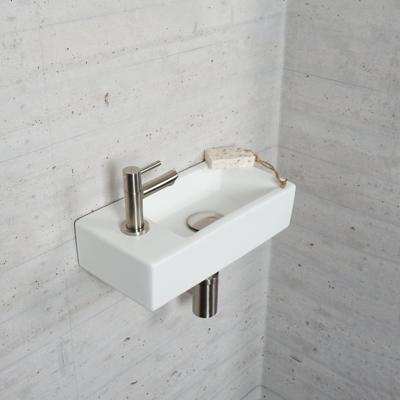 Fonteinset Mat Wit Wiesbaden Color RVS (kraangat links) Fonteinset Mat Wit Wiesbaden Color RVS (kraangat links)