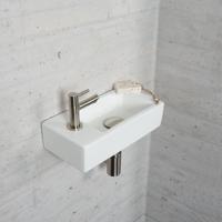 Fonteinset Mat Wit Wiesbaden Color RVS (kraangat links) - thumbnail