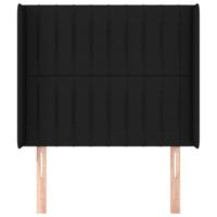 Hoofdbord met randen 203x16x118/128 cm stof zwart - thumbnail