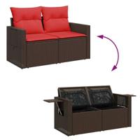 6-delige Loungeset met kussens poly rattan bruin - thumbnail