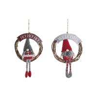 Kerstkroon DKD Home Decor Multicolour Hout 30 x 7 x 46 cm (2 Stuks) - thumbnail