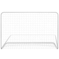 VidaXL Voetbaldoel met net 182x61x122 cm staal wit - thumbnail