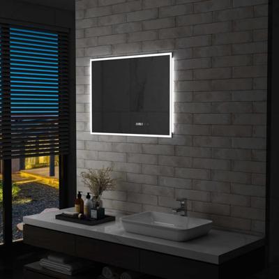VidaXL Badkamerspiegel led met aanraaksensor en tijdweergave 80x60 cm