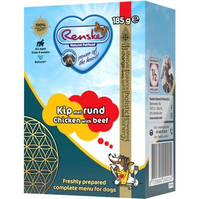Renske vers bereid kip met rund natvoer hond (tetra) 24 x 185 g