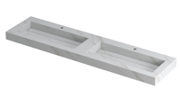 INK Pitch Wastafel Keramische Slab Bak Dubbel met Drain en Front en Side Skirts 2 Kraangaten - 1800x450x90 mm - Calacatta Mat - thumbnail