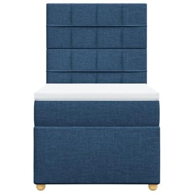 Boxspring met matras stof blauw 90x200 cm