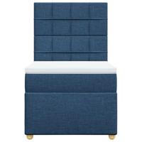 Boxspring met matras stof blauw 90x200 cm - thumbnail