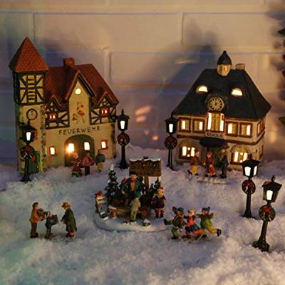 Lichthuis "School" van porselein, Kleurrijk (B/H/D) 12x18x10cm