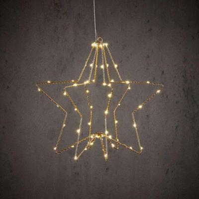 Overige Merken Ster hangend 60 leds warm wit 32x30 cm goud Overige Merken Ster hangend 60 leds warm wit 32x30 cm goud