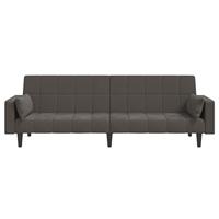 Slaapbank 2-zits met 2 kussens fluweel donkergrijs - thumbnail