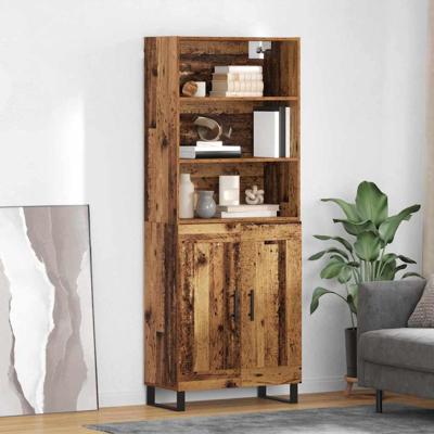 Hoge kast Oud Hout 69,5 x 34 x 180 cm Geengineerd Hout en Glas