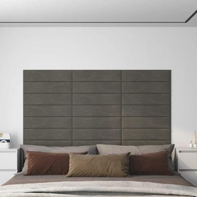 VidaXL Wandpanelen 12 st 1,08 m² 60x15 cm fluweel donkergrijs
