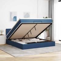 Bed met matras 120x200 cm stof blauw - thumbnail