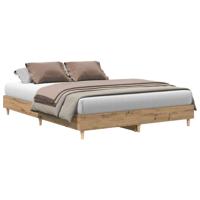 Bedframe zonder matras 140x200 cm spaanplaat artisanaal eiken - thumbnail