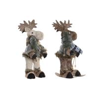 Decoratieve figuren DKD Home Decor Kerstmis Rendier Natuurlijk polyestyreen (15 x 16 x 35 cm) (2 Stuks) - thumbnail