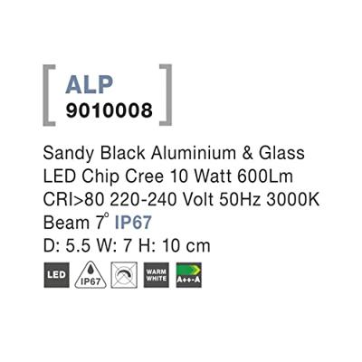 Lyora Zwarte opbouwspotAlp downlighter - 9010008