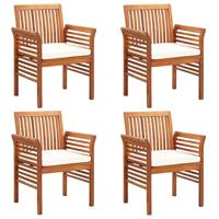 Tuinstoelen 4 st met kussens massief acaciahout - thumbnail