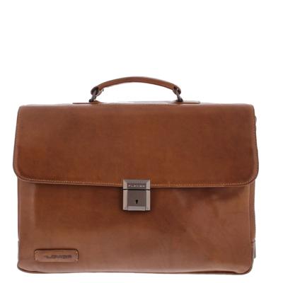 Plevier Morse volnerf rundleer bruin notebooktas Aktetas