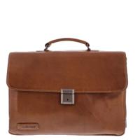 Plevier Morse volnerf rundleer bruin notebooktas Aktetas - thumbnail