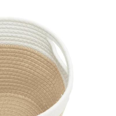 VidaXL Opbergmanden 2 st ø 24x18 cm katoen beige en wit VidaXL Opbergmanden 2 st ø 24x18 cm katoen beige en wit