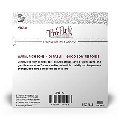 D&apos;Addario J58 LM Pro-Arté Viola String Set,Long Scale, Medium Tension Pro-Arté Altviool