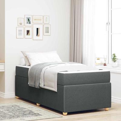 Bedframe met matras met matras Donkergrijs 90 x 190 cm Stof