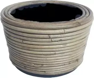 Van der Leeden Drypot rotan stripe grey 24x14cm rond Van der Leeden Drypot rotan stripe grey 24x14cm rond