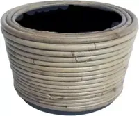 Van der Leeden Drypot rotan stripe grey 24x14cm rond - thumbnail