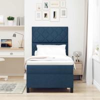 Boxspringbed met matras en LED-verlichting in blauw, 100 x 200 cm stof - thumbnail