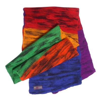 Gevilte Gestreepte Sjaal (Regenboogkleuren) Gevilte Gestreepte Sjaal (Regenboogkleuren)