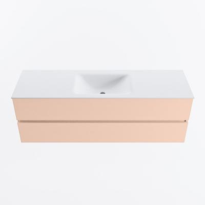 MONDIAZ VICA 150cm badmeubel onderkast Rosee 2 lades. Wastafel CLOUD midden 1 kraangat, kleur Talc.