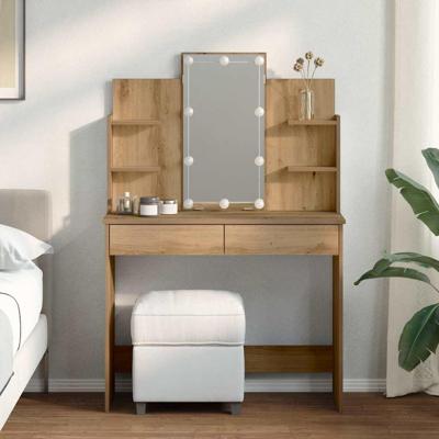 Kaptafel met LED-verlichting 96x40x142 cm artisanaal eikenkleur