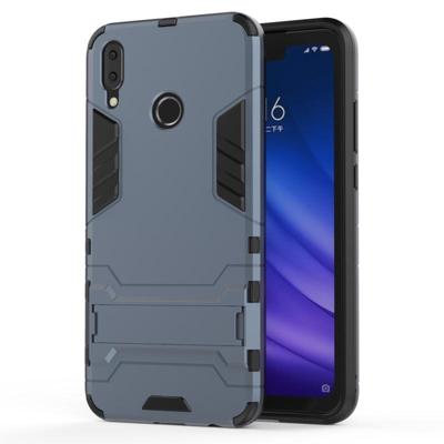Schokbestendige PC + TPU Case voor Huawei Y9 (2019) / Enjoy 9 Plus met houder (Navy Blue)
