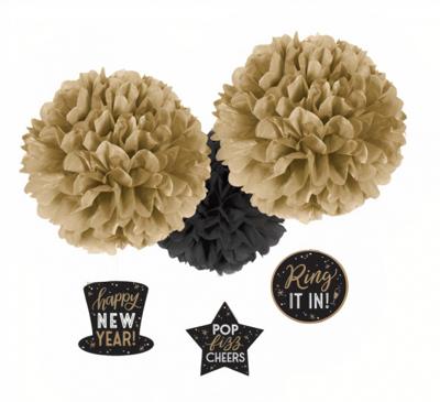 Amscan Decoratie hanger happy new year pompom 40,6 cm set van 3 | 24 stuks