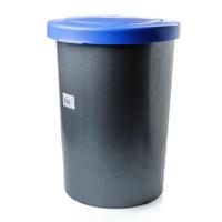 Afvalbak grijs m.blauw deksel 55ltr - thumbnail