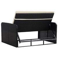2-delige Loungeset met kussens poly rattan zwart - thumbnail