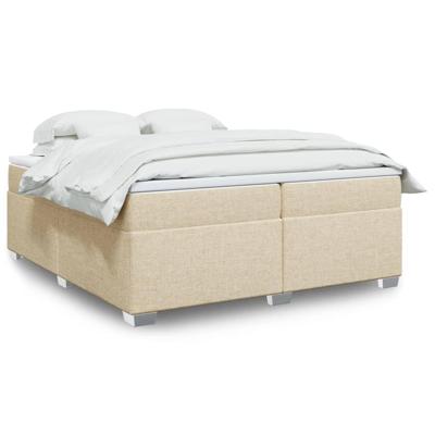 Boxspring met matras stof crèmekleurig 200x200 cm