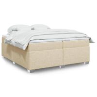 Boxspring met matras stof crèmekleurig 200x200 cm - thumbnail