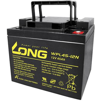 Long WPL45-12 Loodaccu 12 V 45 Ah Loodvlies (AGM) (b x h x d) 199 x 171 x 166 mm M6-schroefaansluiting Geringe zelfontlading, Onderhoudsvrij Long WPL45-12 Loodaccu 12 V 45 Ah Loodvlies (AGM) (b x h x d) 199 x 171 x 166 mm M6-schroefaansluiting Geringe zelfontlading, Onderhoudsvrij