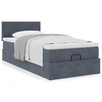 Ottoman bed met matras 80x200cm fluweel donkergrijs - thumbnail