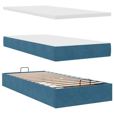 Ottoman bed met matras 90x200cm fluweel donkerblauw