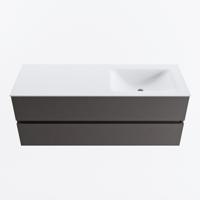 MONDIAZ VICA 130cm badmeubel onderkast Dark Grey 2 lades. Wastafel CLOUD rechts 1 kraangat, kleur Talc. - thumbnail