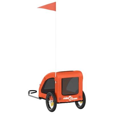 Hondenfietstrailer oxford stof en ijzer oranje - thumbnail