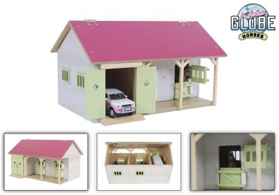 Kids GLOBE paardenstal roze met 2 boxen en berging 1:32 Kids GLOBE paardenstal roze met 2 boxen en berging 1:32